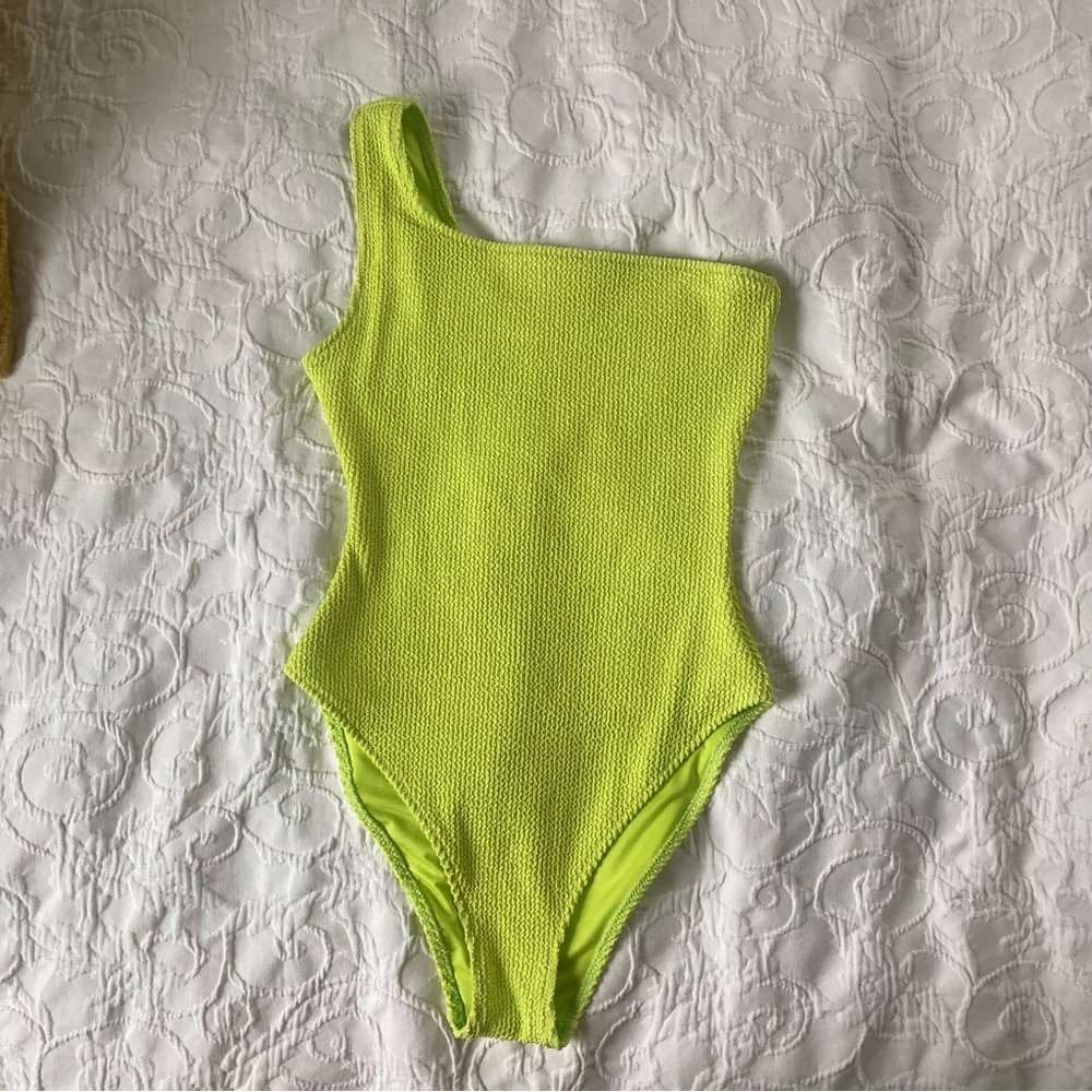 Ribbed Neon Green XS one-piece